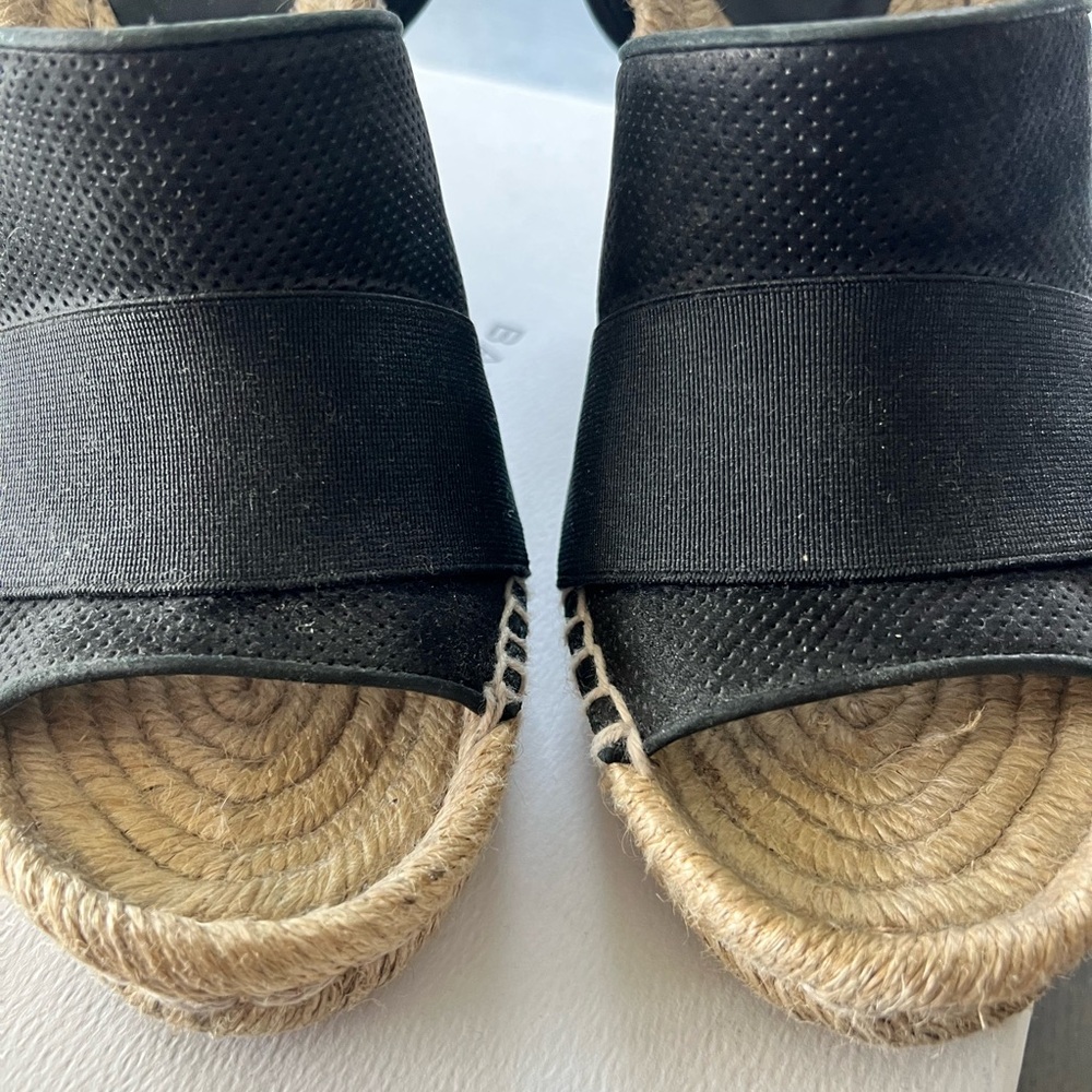 Balenciaga Black Wedge Espadrille Sandals with Ankle Buckle - Picture 8 of 9